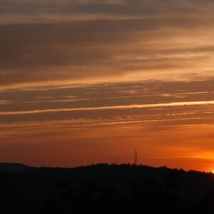 Early morning red glowing sunrise