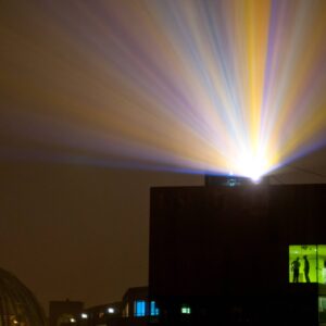 Enormous light projection in the centre of Eindhoven during the event of Glow 2011. The Netherlands.