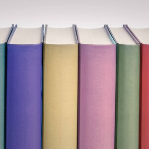 Row books with blank spines in various colours