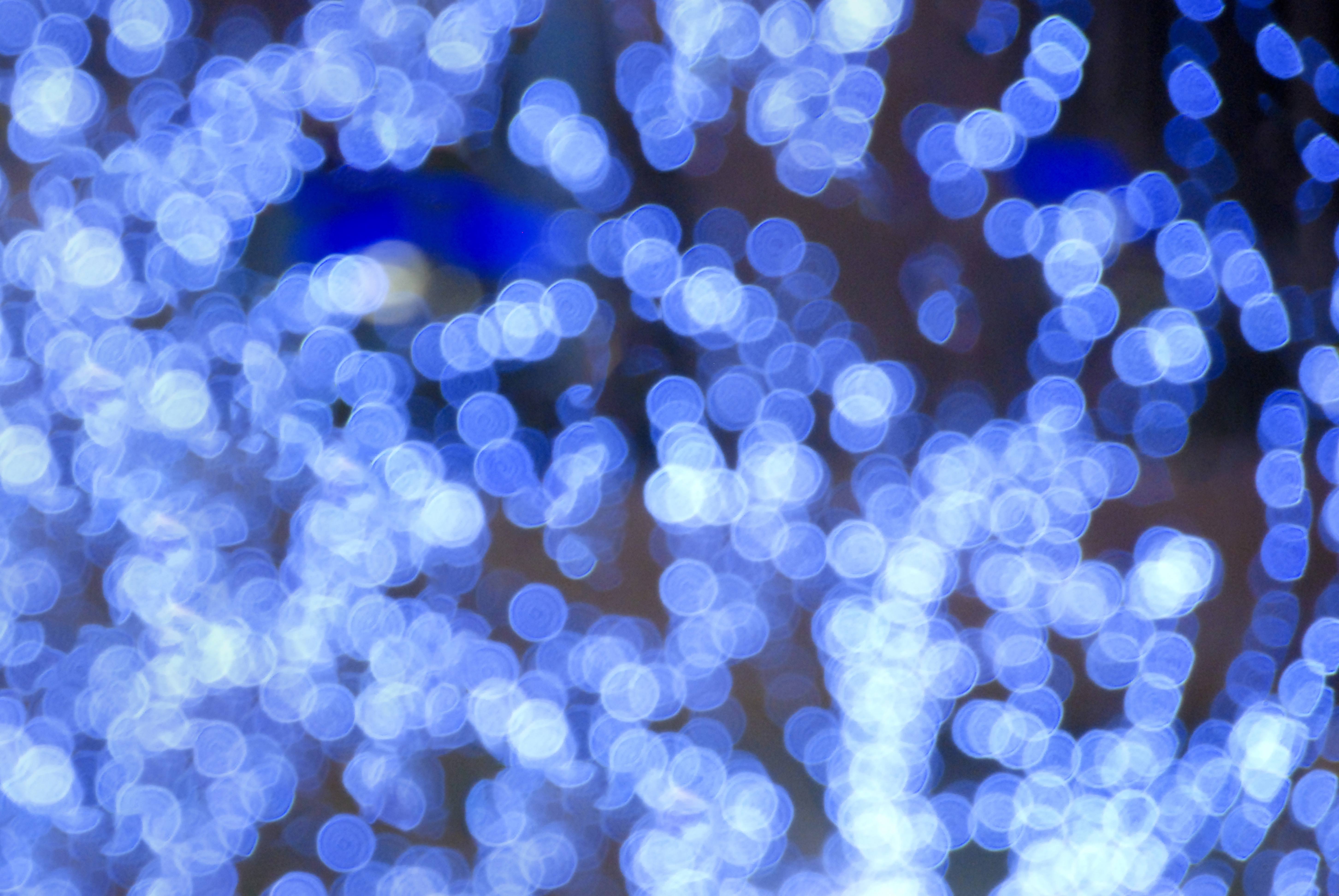 Blue Glowing Blurry Bokeh Street X-mas Lights
