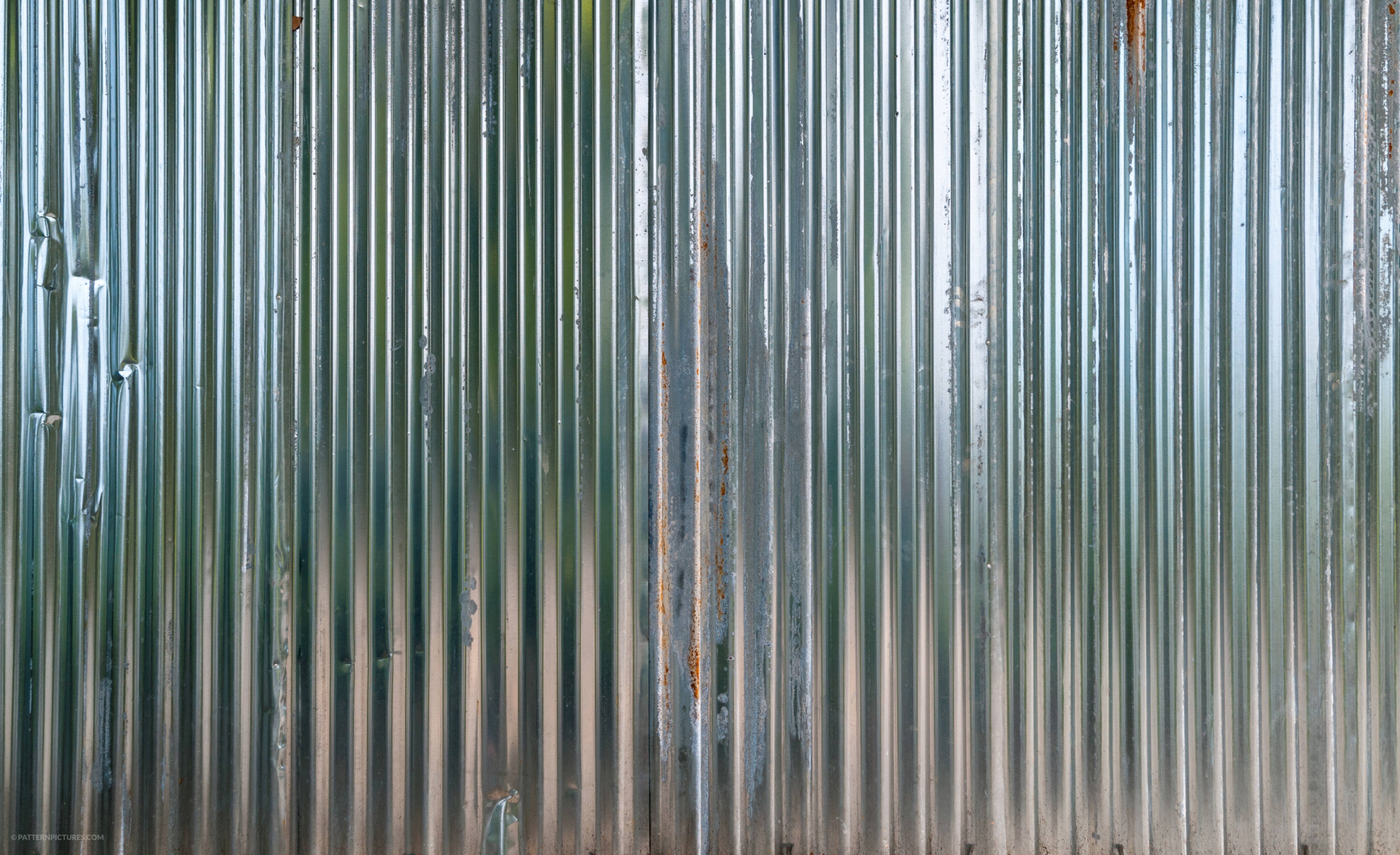 Close-Up Of A Shiny Corregated Steel Wall