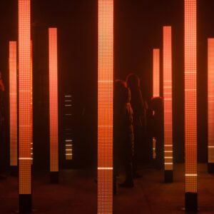 Light art show with colorfull led light pillars