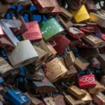 Love locks close-up copy space texture