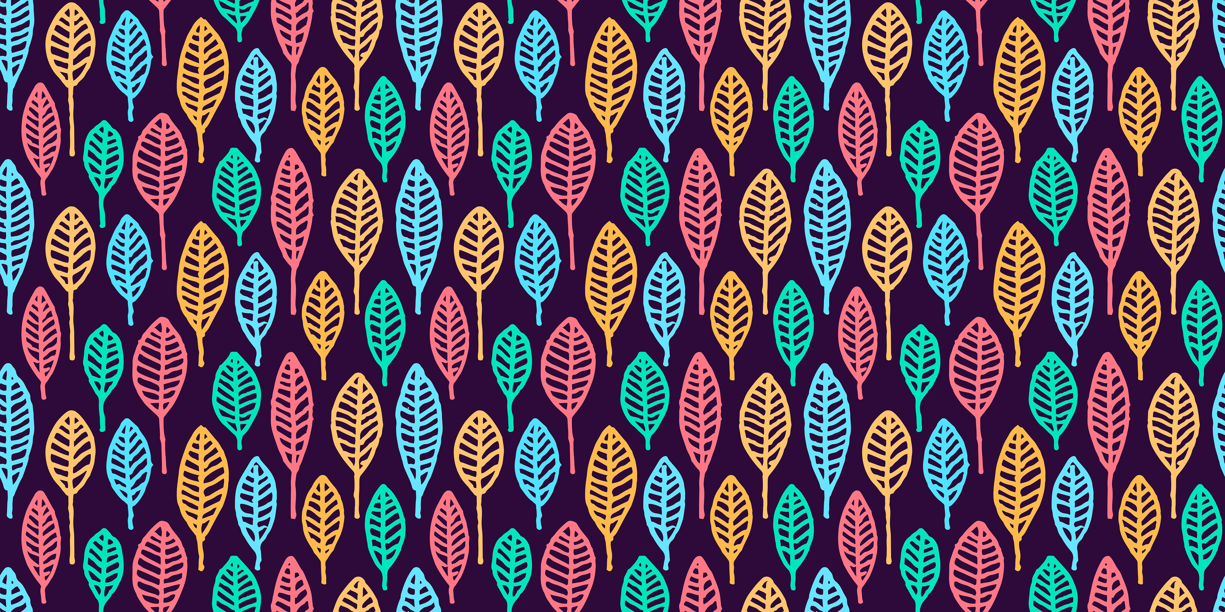 Multicolored line-art leave textures