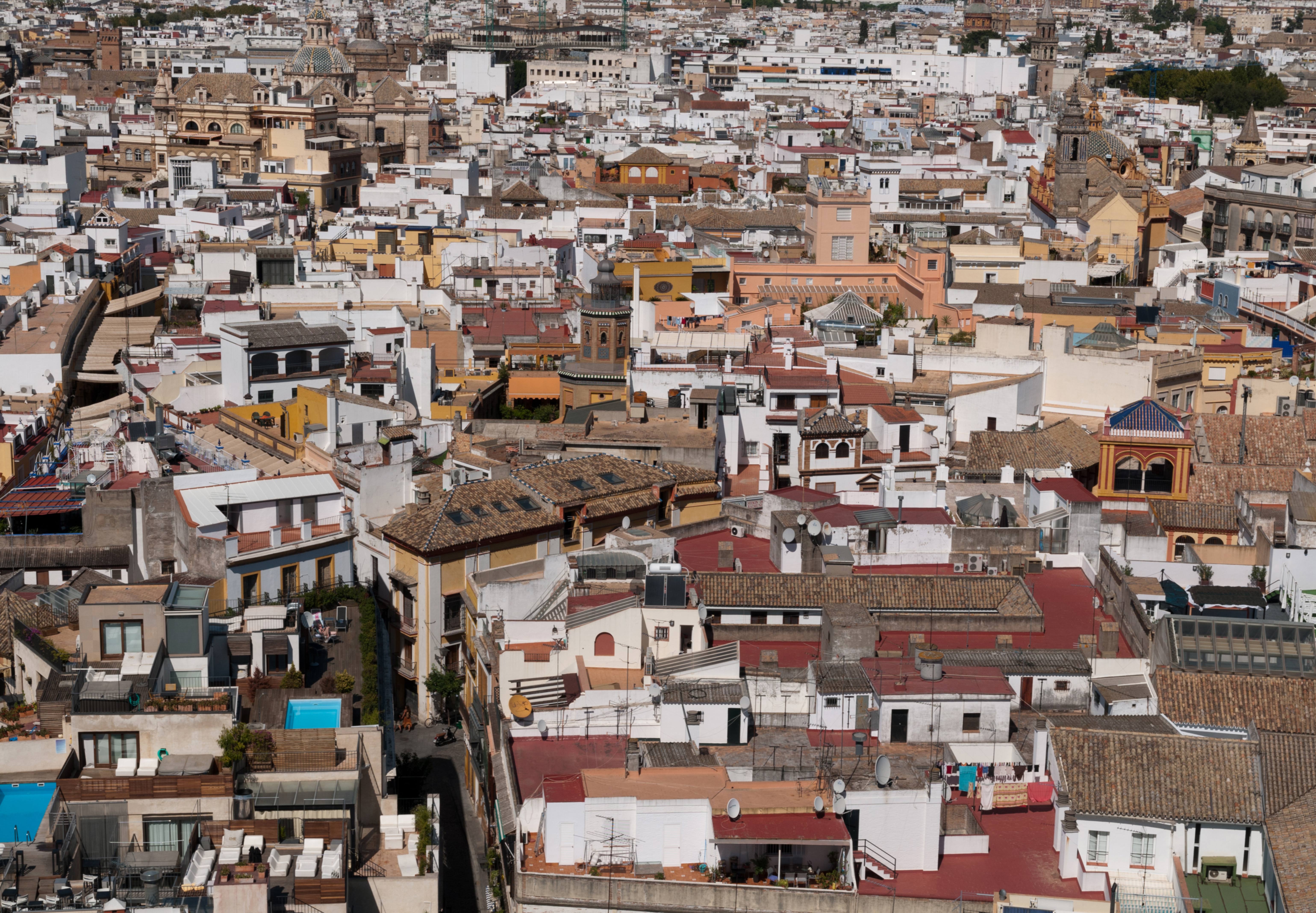 Panoramic view from the top of the Giralda Tower. Seville Spain