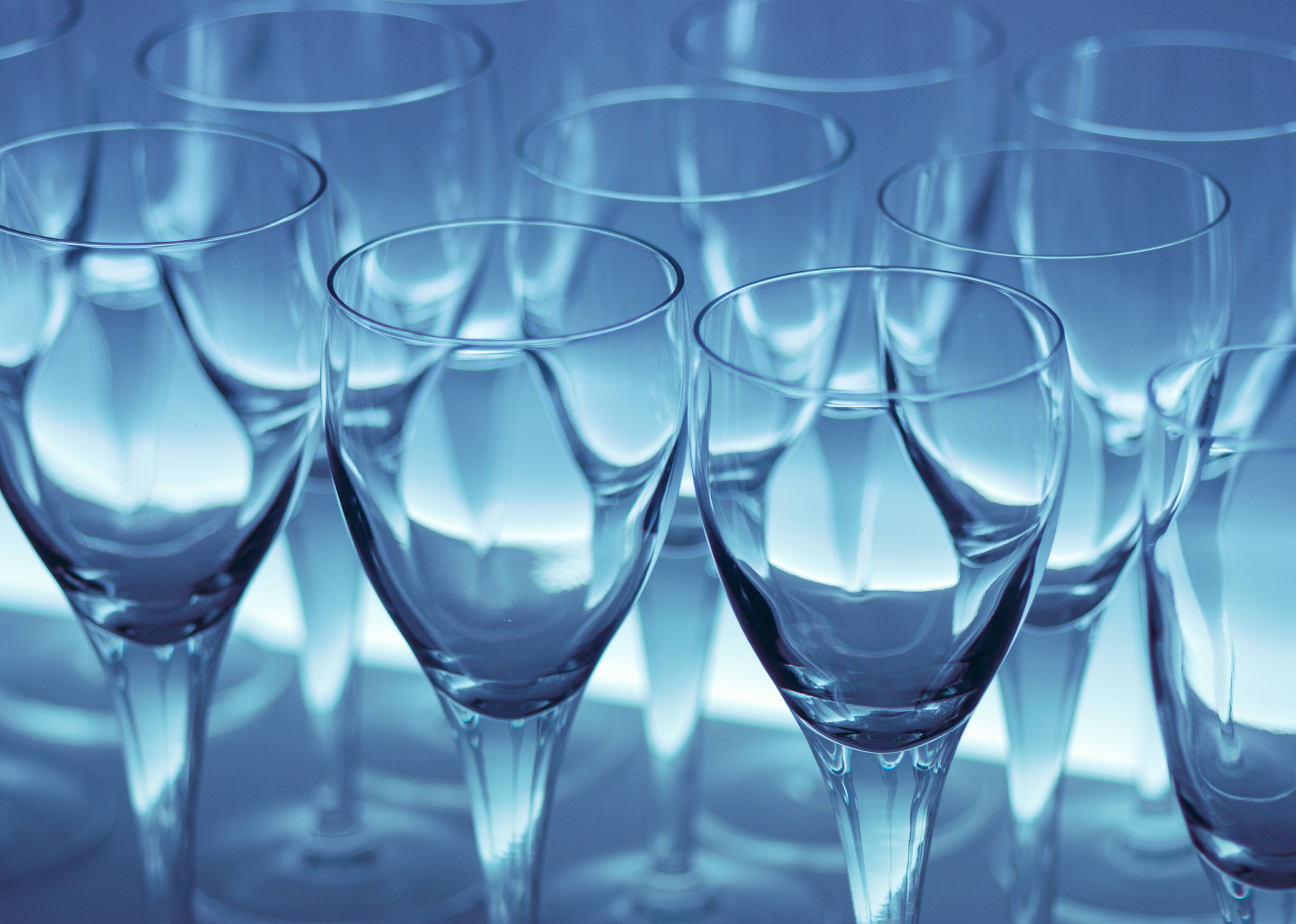 Wine Glasses in Blue Light