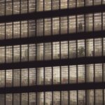 Pattern windows on the outside of an office building