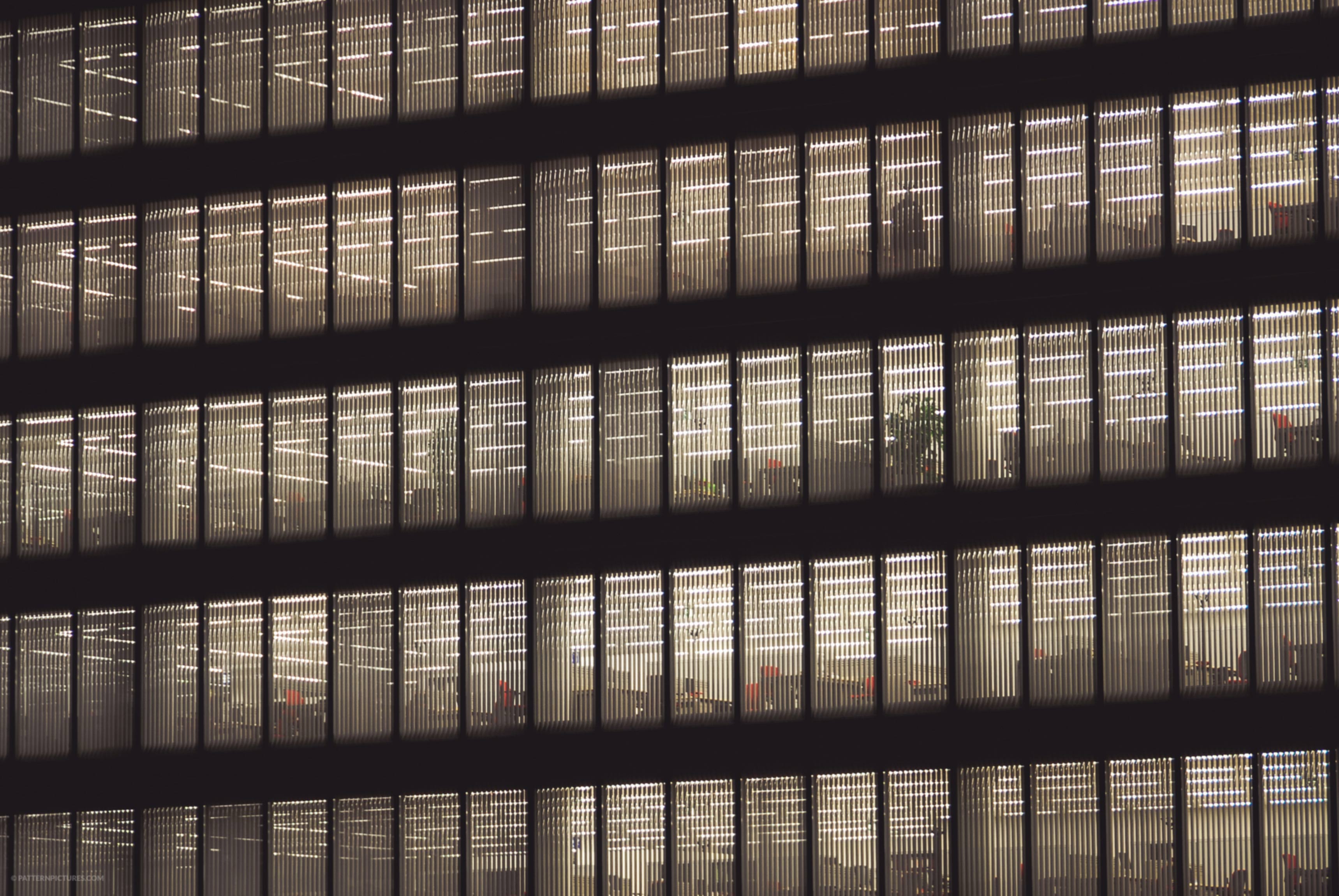Pattern windows on the outside of an office building