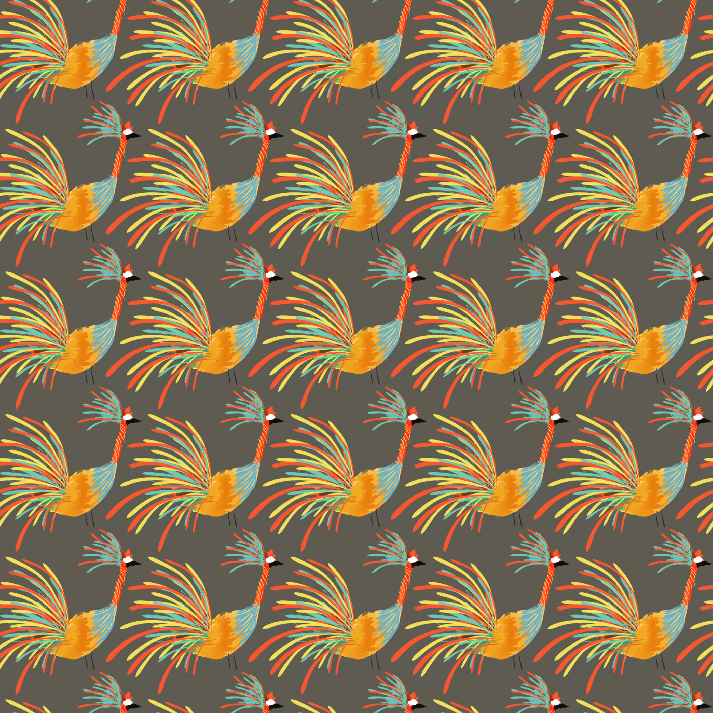 Rainbow Colored Crane Bird Pattern