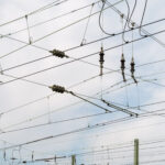 Train electrical wires overhead railway texture