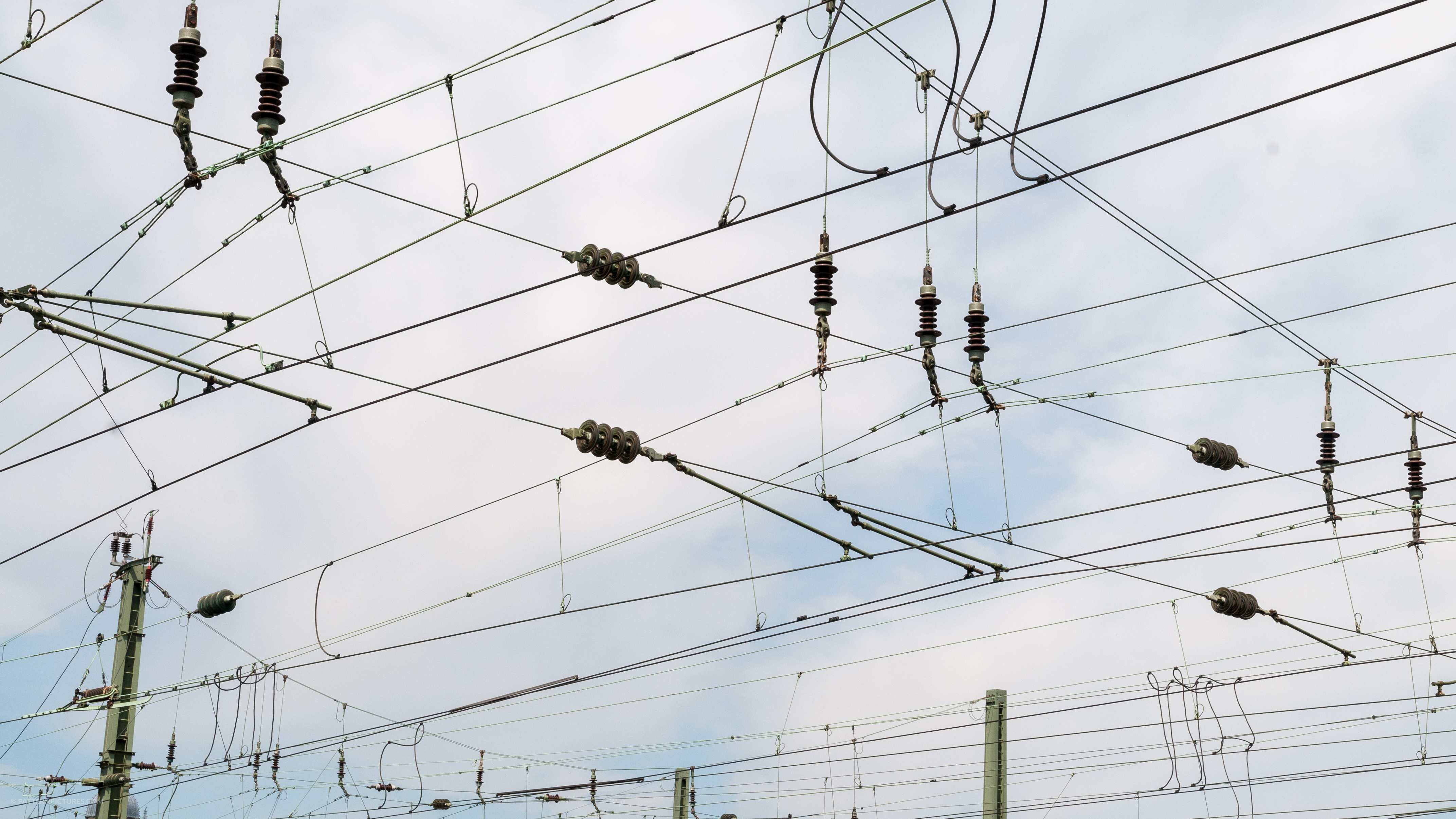 Train electrical wires overhead railway texture