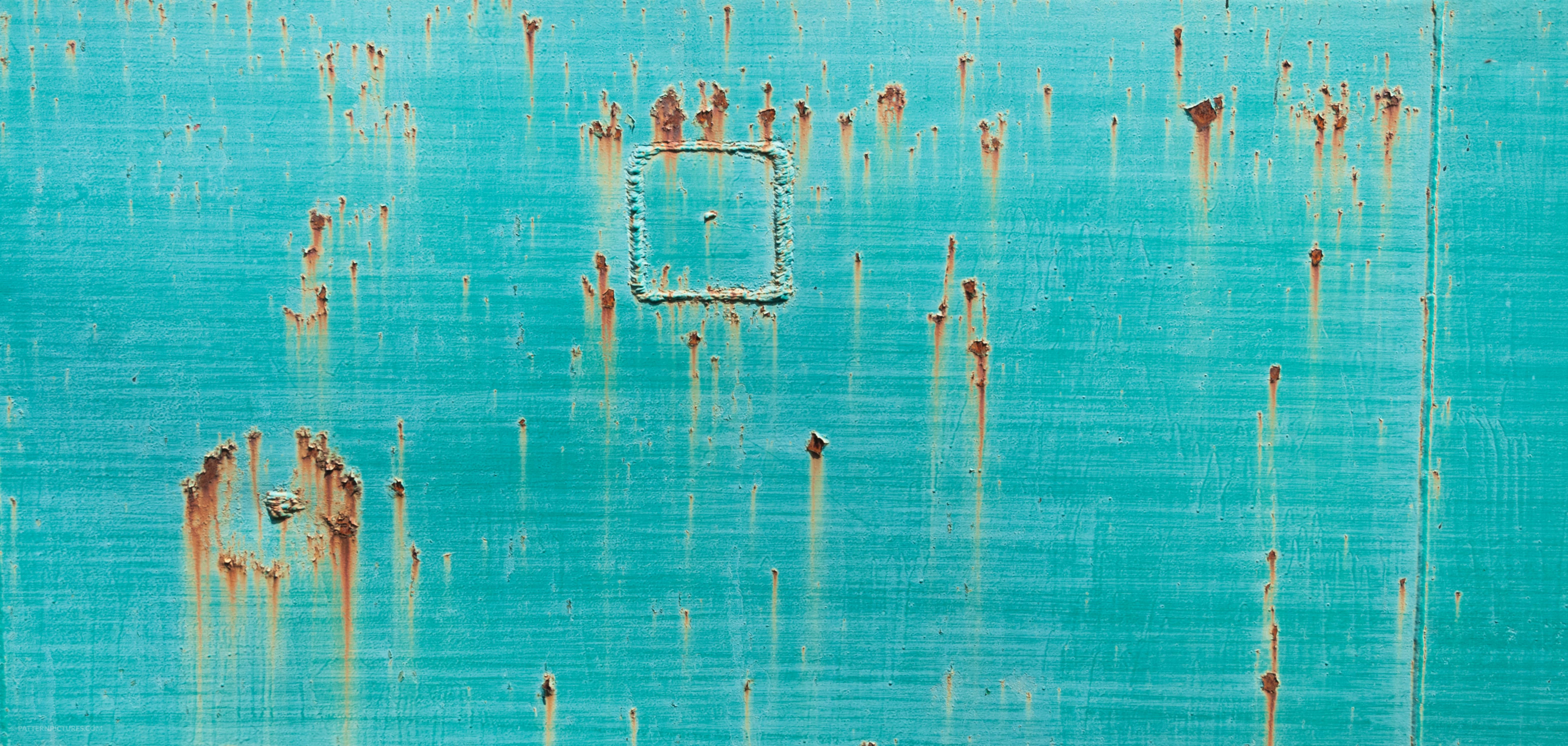 Turquoise metal damaged rusty washed plate