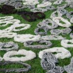 Wash and Drying Wool Pattern in the Grass