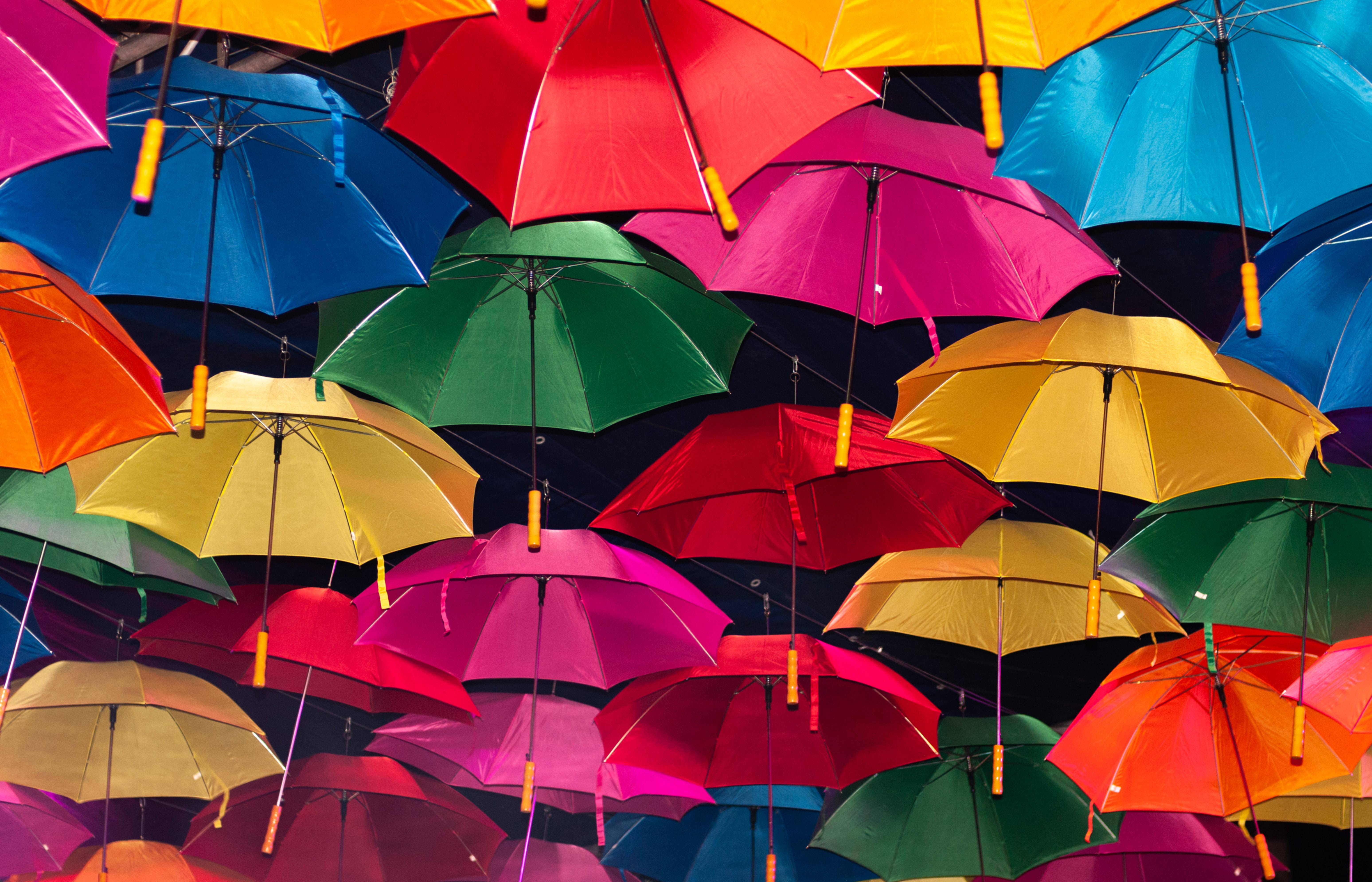 Colorfull umbrellas background ceiling