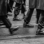 Marching feet black white