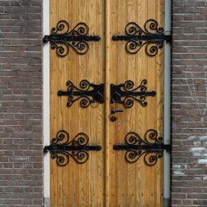Medieval Wooden Door with Metal Ornaments