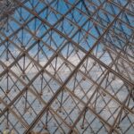 Paris Louvre pyramid close-up background