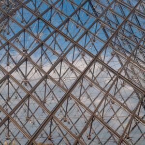 Paris Louvre pyramid close-up background