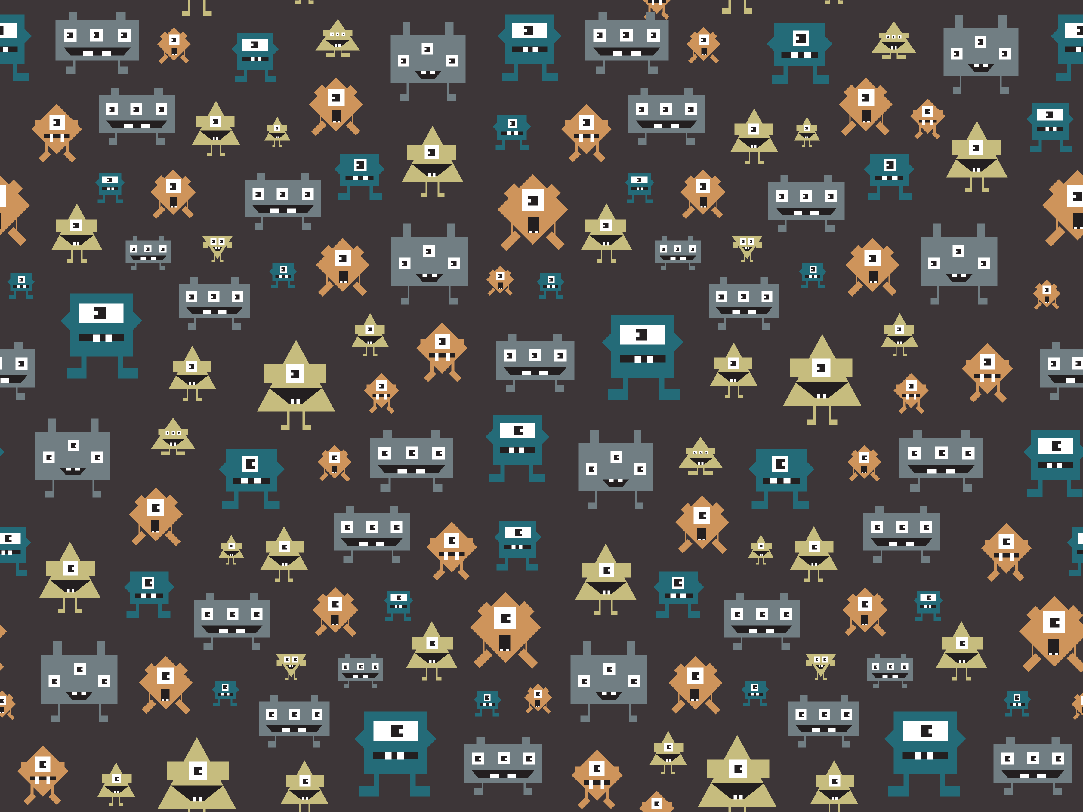 Retro square robots seamless pattern