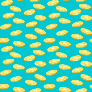 Lemon slices pattern on blue background graphic