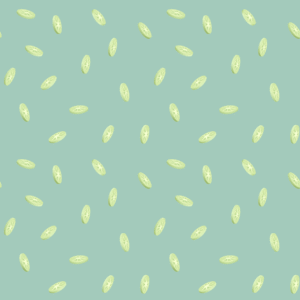 Cucumber slices pattern on blue background