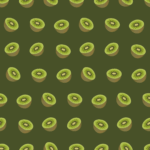 Kiwis fruit green background seamless pattern