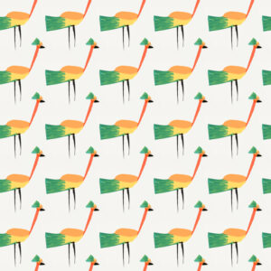 Tropical Bird Seamless Pattern White Background