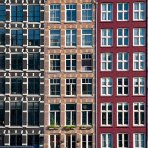 Amsterdam canal houses windows Damrak