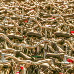 Closely packed bicycles pattern stockphoto
