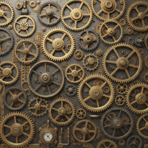 Copper metal steampunk gears background