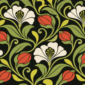 Art-Nouveau Botanical Wallpaper Pattern